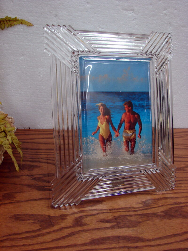 Mikasa Art Deco Lines Crystal Glass Picture Frame 5 x 7, Moose-R-Us.Com Antiques Collectibles Log Cabin Decor
