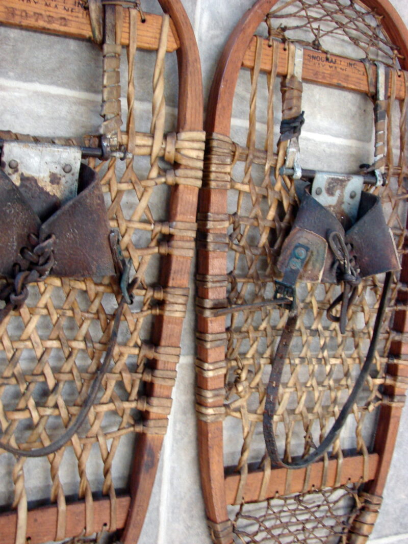 Vintage Ski Lodge Decor Bear Paw Snowshoes WWII 10th Mtn Division Snow Shoe, Moose-R-Us.Com Antiques Collectibles Log Cabin Decor