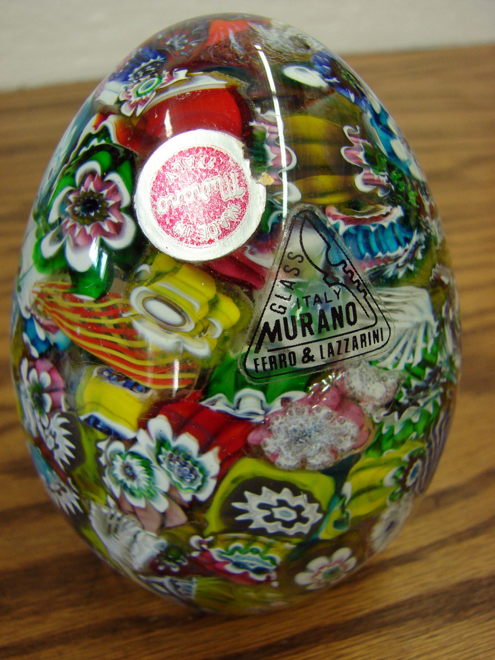 Vintage MCM Murano Millefiori Murrine Egg Art Glass Colorful