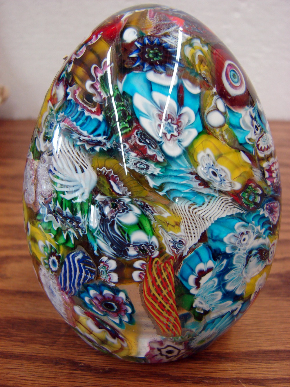 Vintage MCM Murano Millefiori Murrine Egg Art Glass Colorful