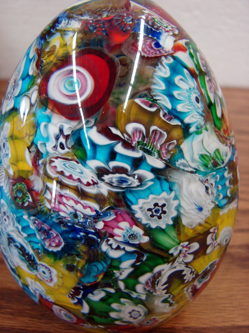 Vintage MCM Murano Millefiori Murrine Egg Art Glass Colorful
