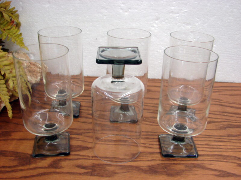Set/6 Vintage Federal Glass Nordic Midnight Smoke Ice Tea Glasses 6 1/8&#8243;, Moose-R-Us.Com Antiques Collectibles Log Cabin Decor