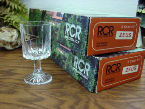 Brand New RCR Set/12 Royal Crystal Rock Italy Zeus Cut Water Goblet Original Stickers Box