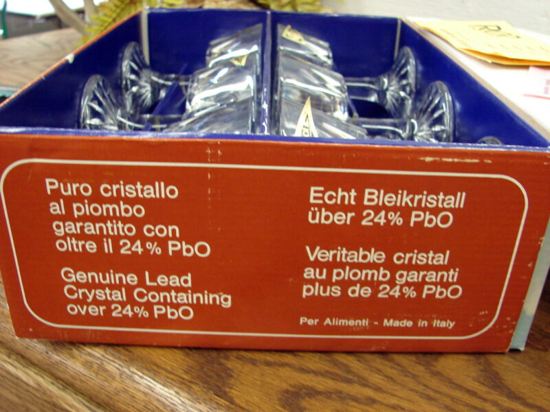 Brand New Set/18 Royal Crystal Rock Italy Zeus Cut Champagne Sherbet  Original Stickers Box, Moose-R-Us.Com Antiques Collectibles Log Cabin Decor