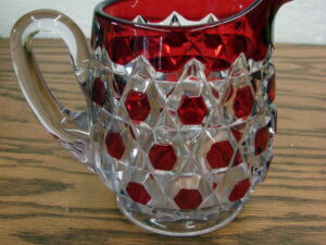 Vintage US Glass Red Block Ruby Flash Small Pitcher Creamer