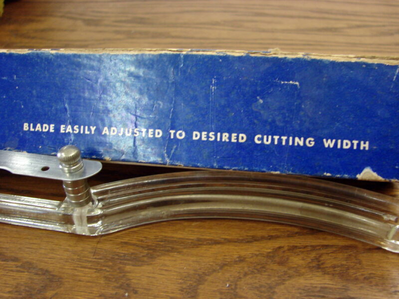 Vintage Sweden Lucite Smorgasbord Fiddle Bow Adjustable Blade Bread Knife w/ Box, Moose-R-Us.Com Antiques Collectibles Log Cabin Decor