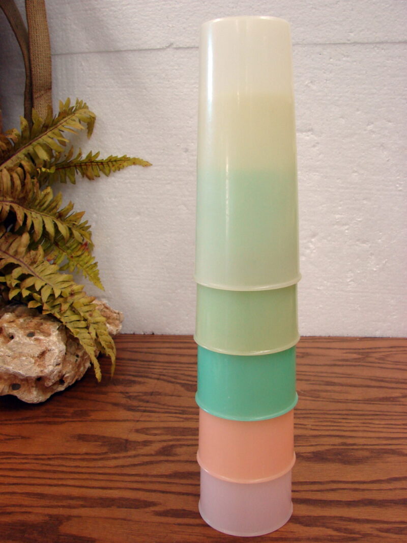 Set/5 Pastel Vintage Tupperware Ice Tea Lemon aid Glasses #107, Moose-R-Us.Com Antiques Collectibles Log Cabin Decor