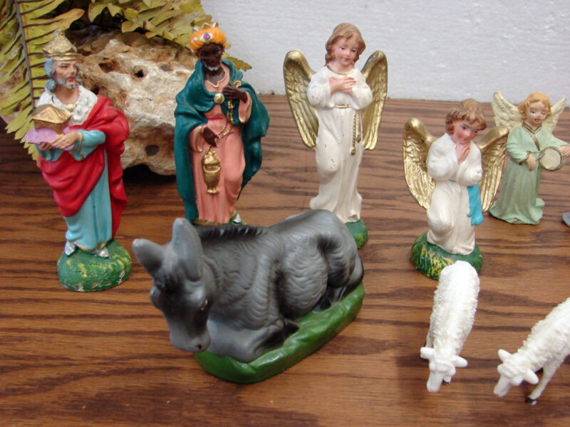 24 pc Vintage Handpainted Japan Italy Nativity Pieces Various Angels Figurines, Moose-R-Us.Com Antiques Collectibles Log Cabin Decor