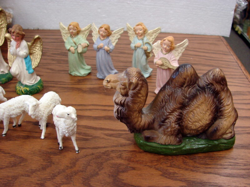 24 pc Vintage Handpainted Japan Italy Nativity Pieces Various Angels Figurines, Moose-R-Us.Com Antiques Collectibles Log Cabin Decor