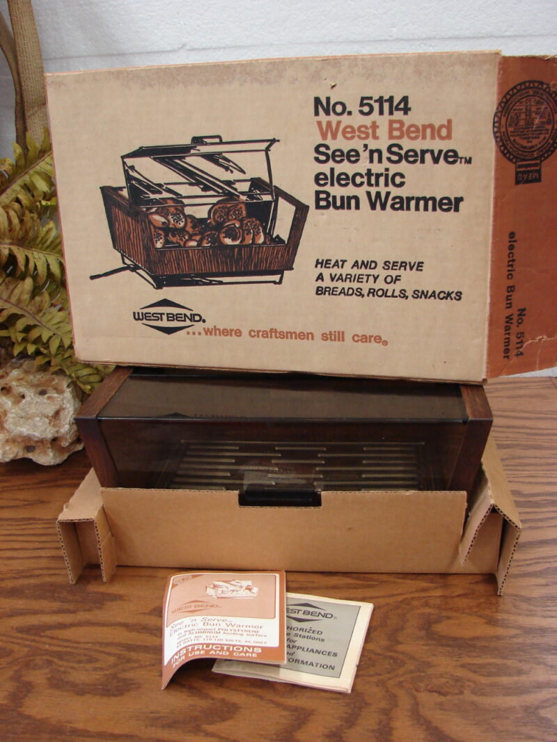 Brand New Vintage West Bend See&#8217;n Serve Electric Bun Warmer #5114, Moose-R-Us.Com Antiques Collectibles Log Cabin Decor
