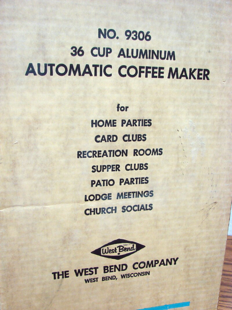Vintage West Bend Automatic Coffee Maker 36 Cup #9306 Original Box, Moose-R-Us.Com Antiques Collectibles Log Cabin Decor