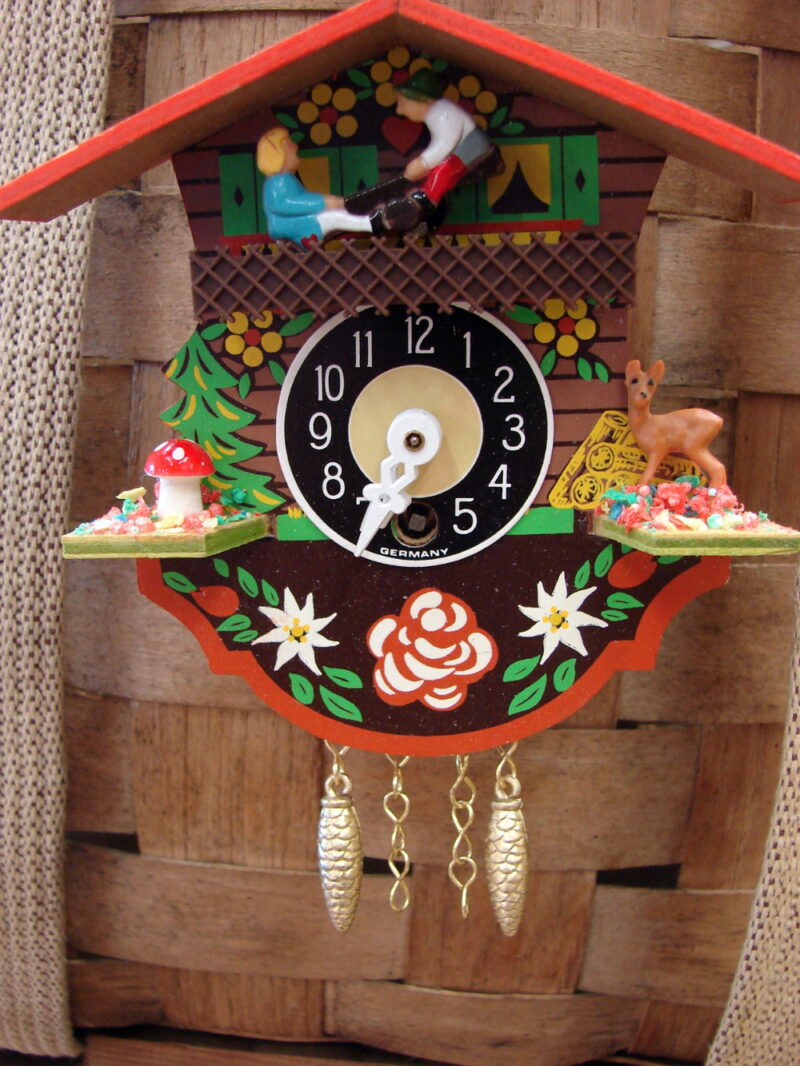 Complete Brand New Miniature German Cuckoo Clock 4&#8243; Original Box, Moose-R-Us.Com Antiques Collectibles Log Cabin Decor