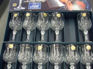 Vintage cristal d'arques Set/11 Longchamp 17 cl 5 3/4" oz Wine Glasses Boxed