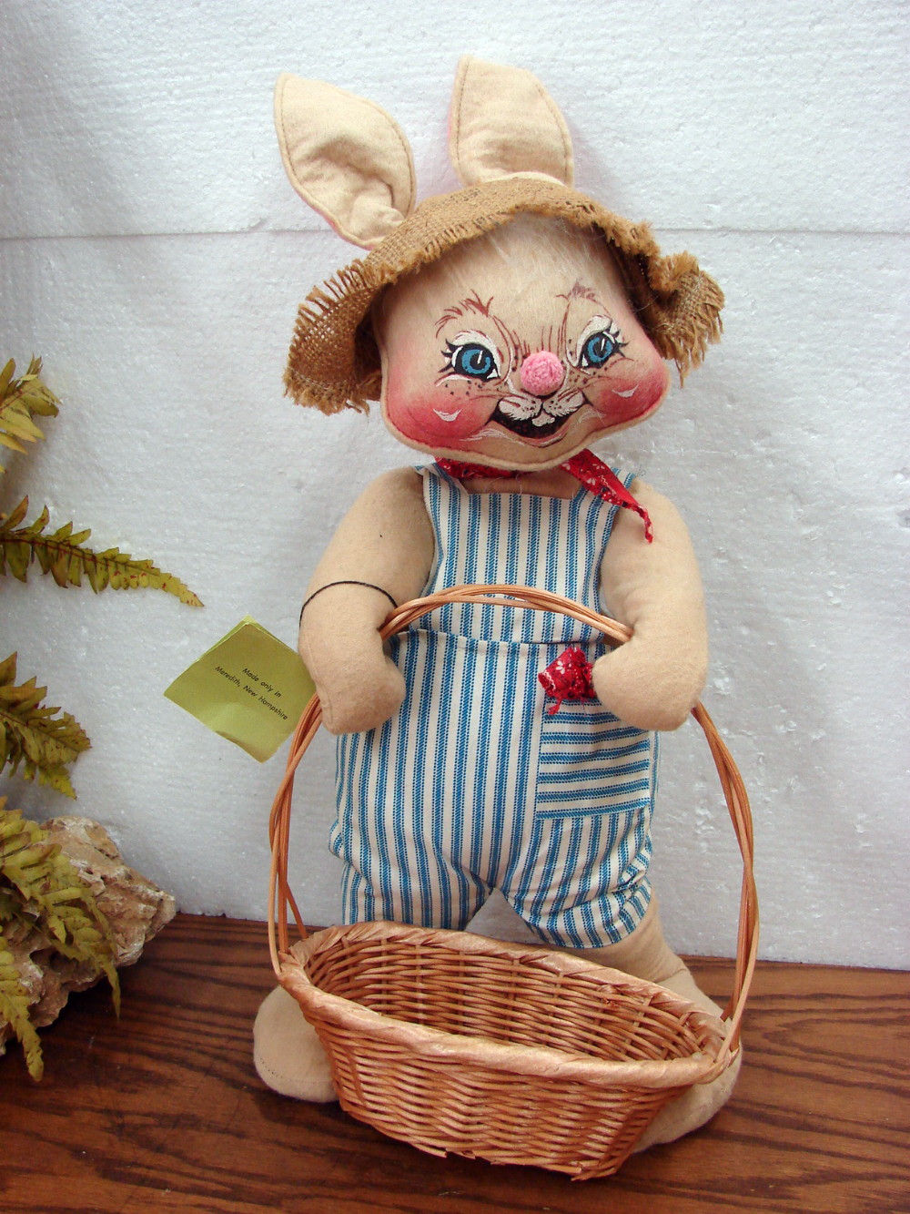 Oversized Retired Annalee Bunny Rabbit w/ Wicker Basket 16+ Inches