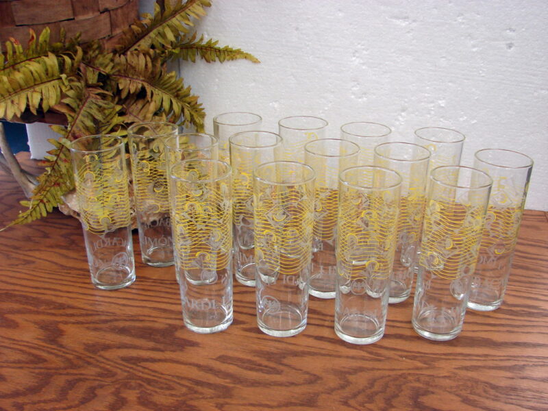 Set/15 Libbey Bacardi Rum Limon 7" Cooler Glasses Lemon Logo Pattern - Image 2
