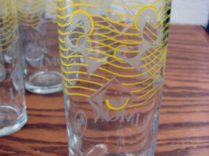 Set/15 Libbey Bacardi Rum Limon 7" Cooler Glasses Lemon Logo Pattern