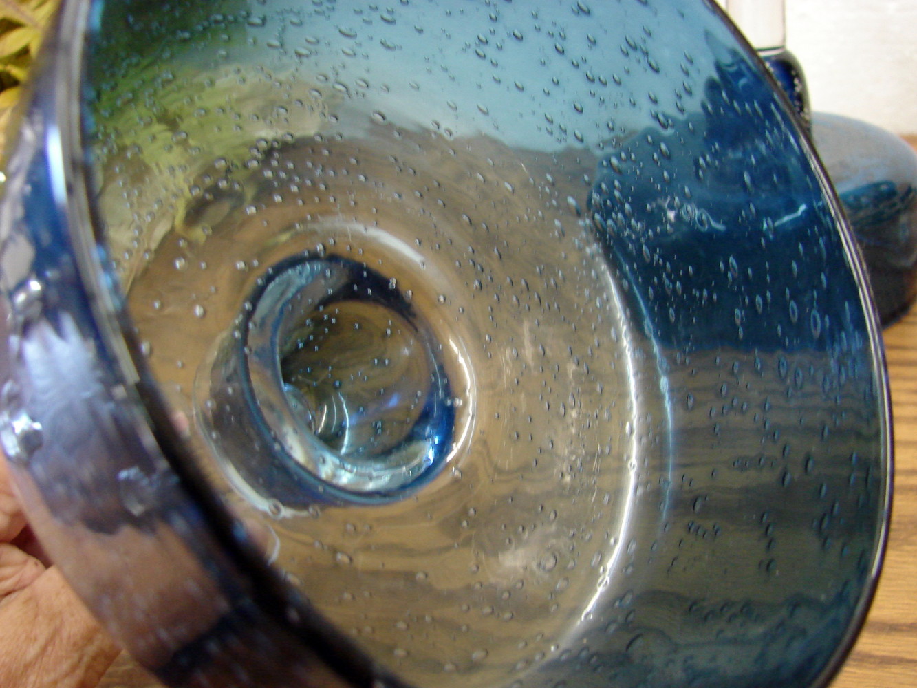 Set/7 Vintage Blown Glass Bubbles Navy Clear Margarita Glasses Mexico Pier I - Image 3