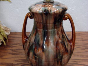 Vintage Brush McCoy Pottery Onyx Drip Glaze Urn Table Lamp w/ Hardware