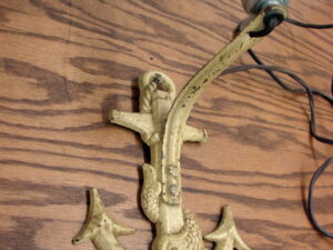 Antique Cast Iron Ship Anchor Koi Fish Wall Lamp Sconce Nautical Decor