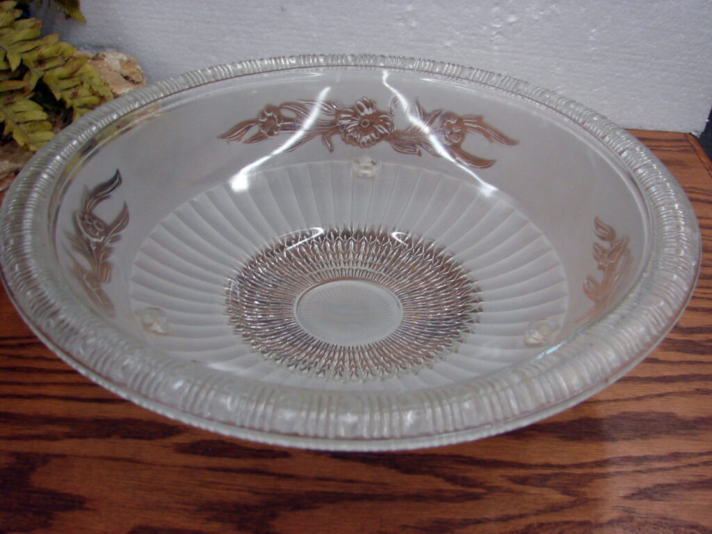 Vintage Large Floral Vine Glass Art Deco Ceiling Light Fixture Shade 3 Hole Chain Mount - Image 3