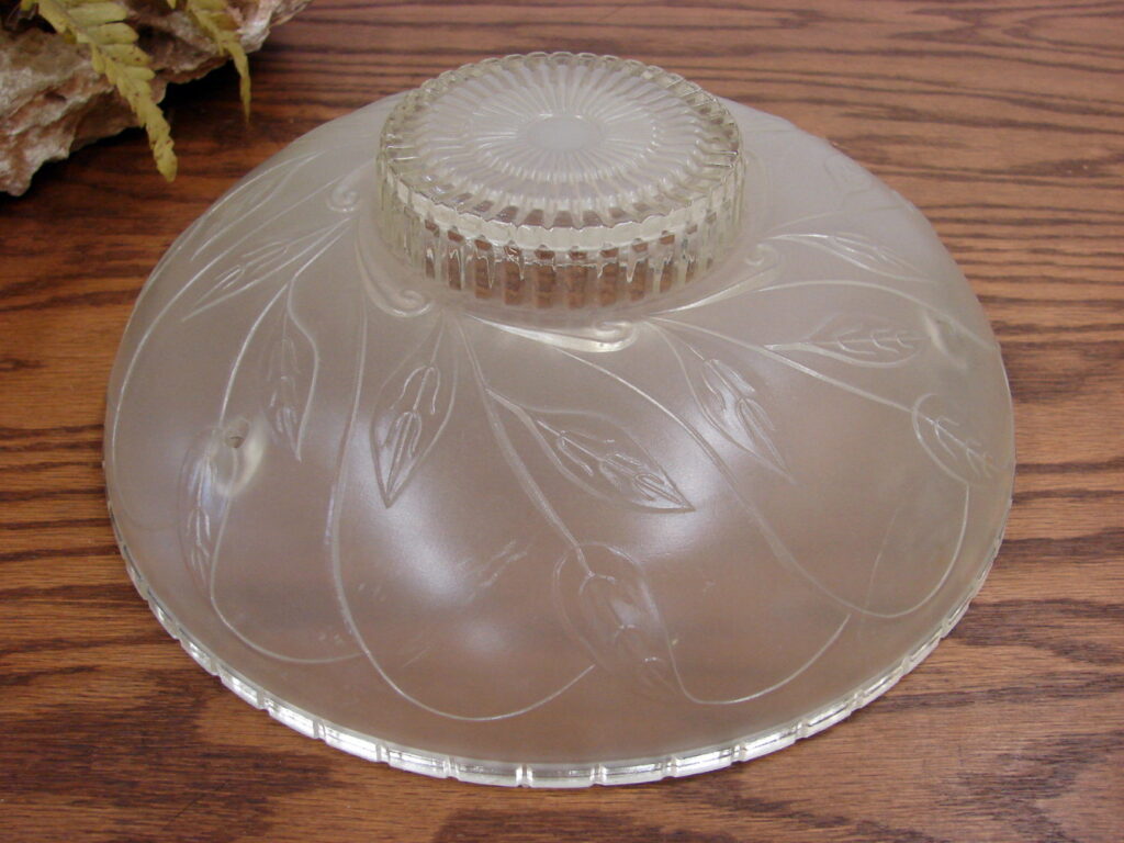 Vintage Satin Frosted Leaf Vine Glass Art Deco Ceiling Light Fixture Shade 3 Hole Chain Mount