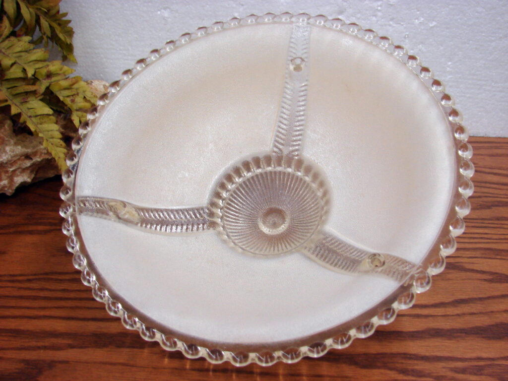 Vintage Satin Ivory Panel Nipple Art Deco Ceiling Light Fixture Shade 3 Hole Chain Mount - Image 2