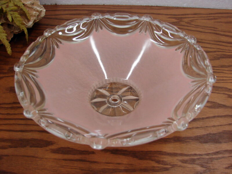 Vintage Pink Drape Glass Art Deco Ceiling Light Fixture Shade Center Post Mount - Image 2