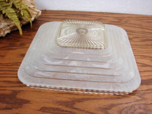 Vintage Square Pyramid Glass Art Deco Ceiling Light Fixture Shade Center Post Mount