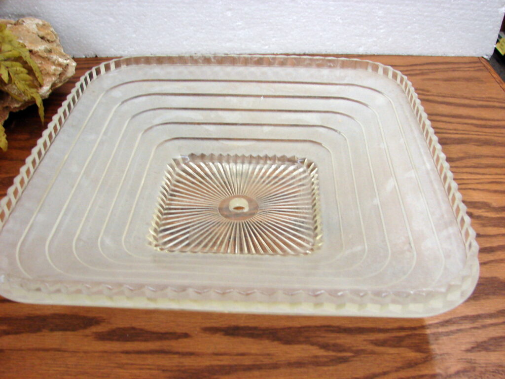 Vintage Square Pyramid Glass Art Deco Ceiling Light Fixture Shade Center Post Mount - Image 2