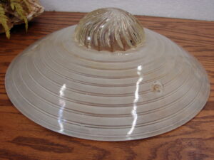 Vintage Large UFO Rings Glass Art Deco Ceiling Light Fixture Shade 3 Hole Chain Mount