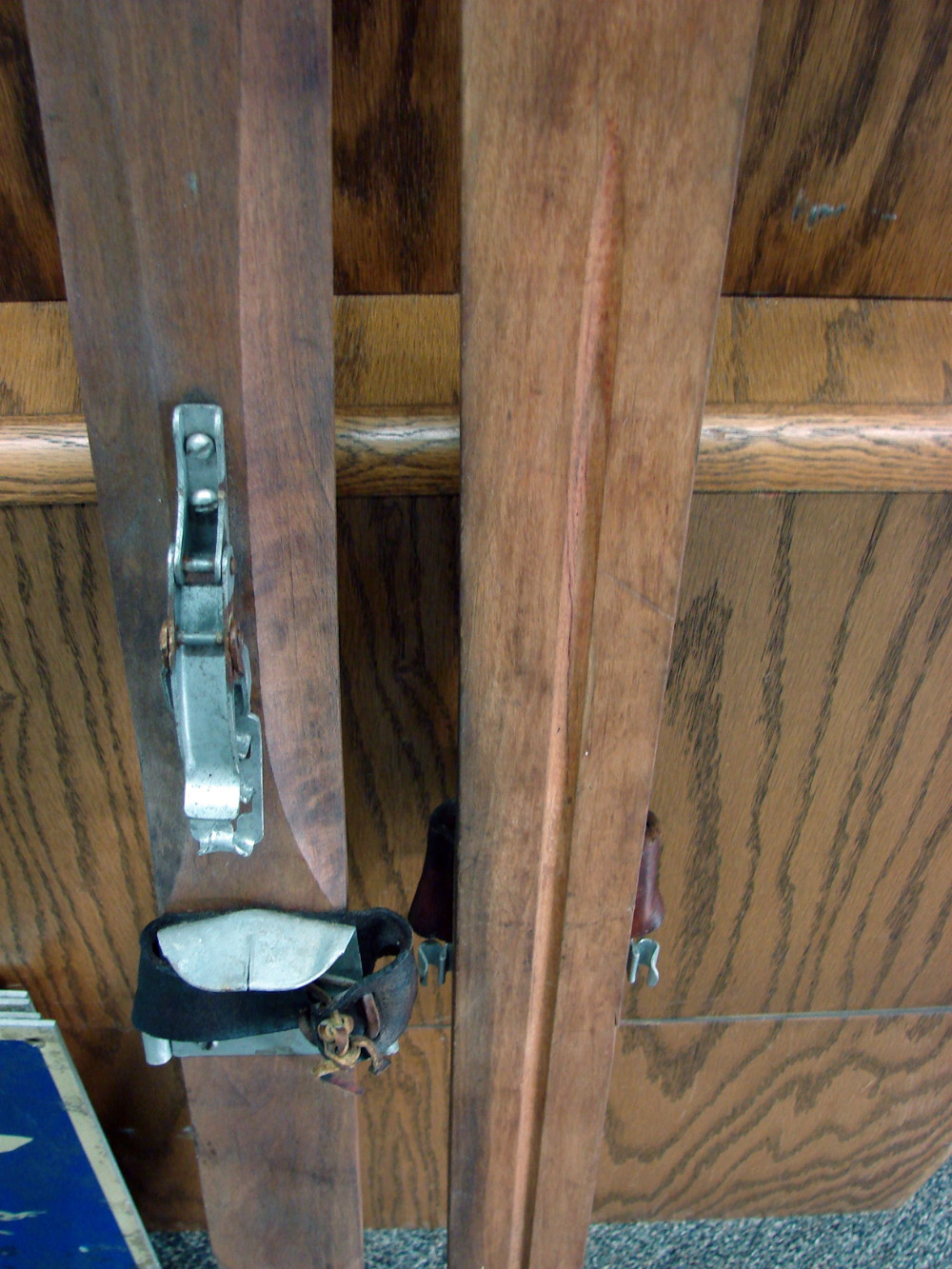 Vintage Wood Childs Skis Bamboo Basket Poles Ski Lodge Decor - Image 3