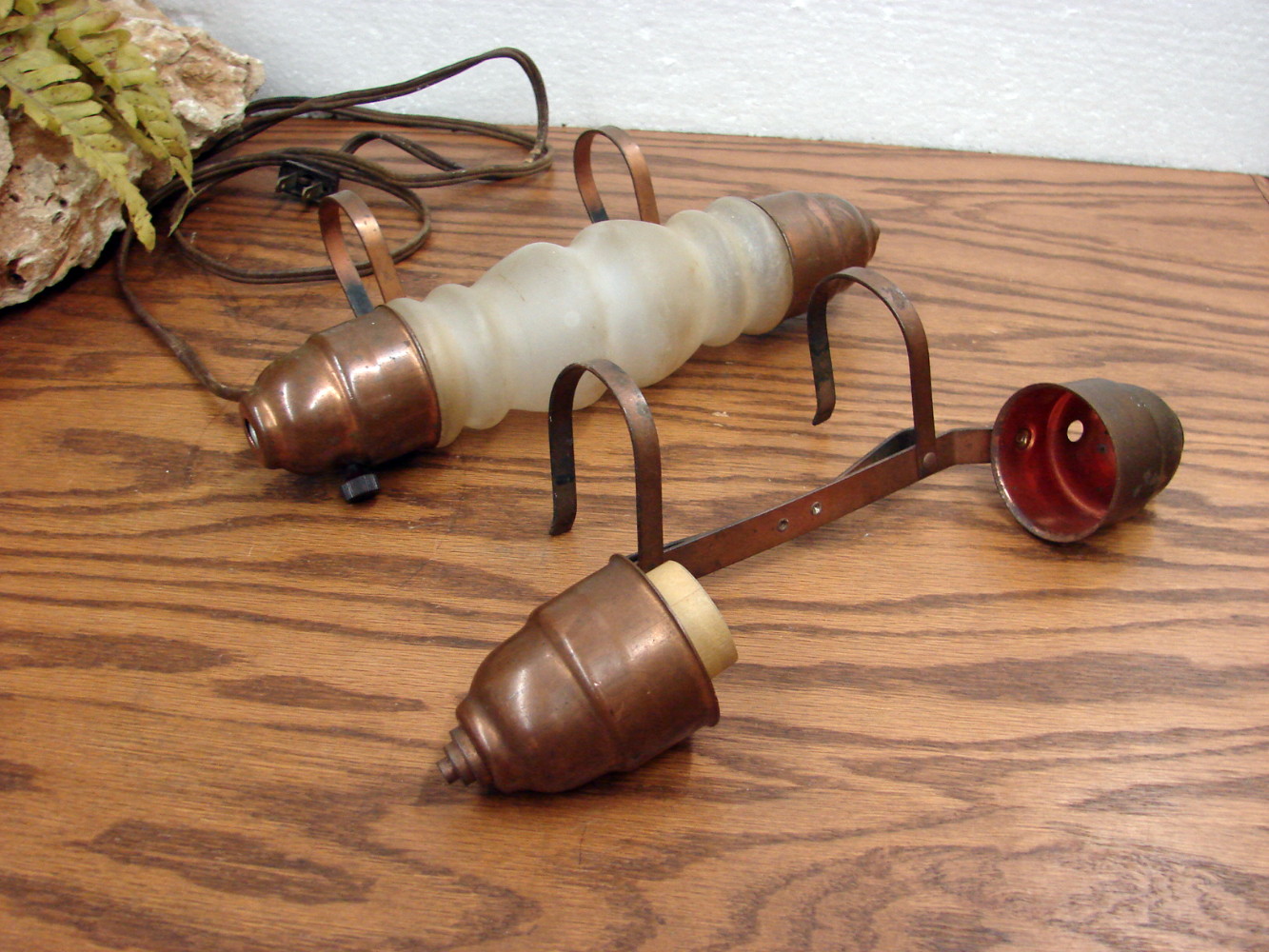 Vintage MCM Headboard Clip On Reading Lamp Copper Set/2 As Is