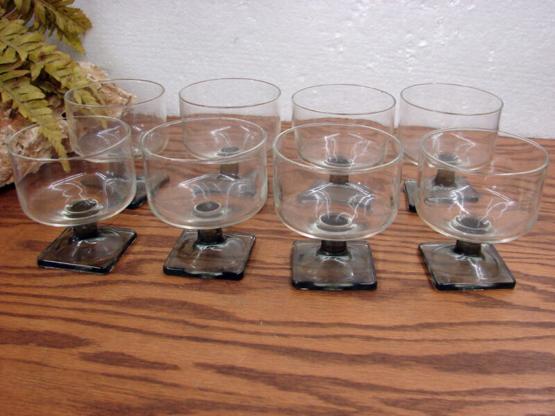 Set/8 Vintage Federal Glass Nordic Midnight Smoke Champagne Tall Sherbet 3 1/2"