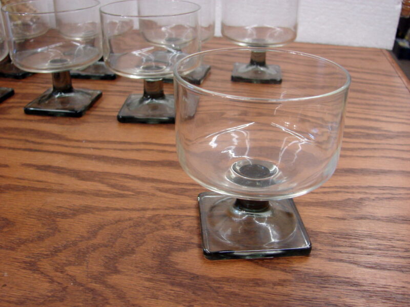 Set/8 Vintage Federal Glass Nordic Midnight Smoke Champagne Tall Sherbet 3 1/2" - Image 2