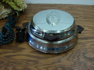 Vintage Fostoria Electric Waffle Maker Chrome Round Art Deco Bakelite Handles Tested