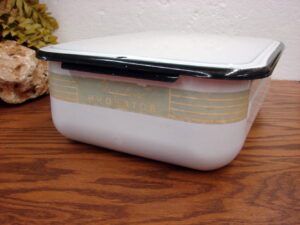 Vintage Frigidaire Hydrator Refrigerator Box Drawer w/ Lid Black White Enamelware Label