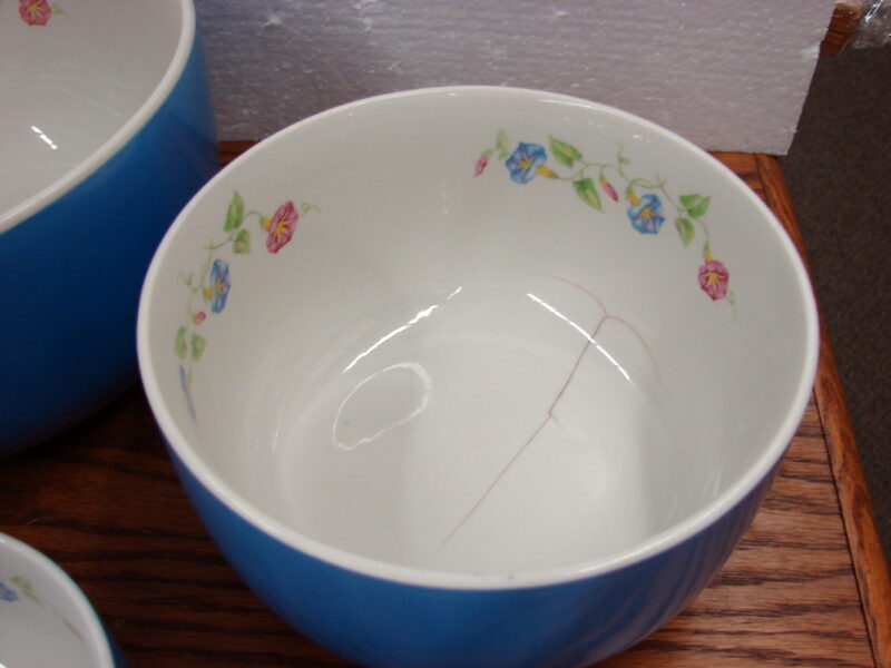 Set/5 as is Vintage Hall's China Morning Glory Heavy Duty Nesting Mixing Bowls - Image 6
