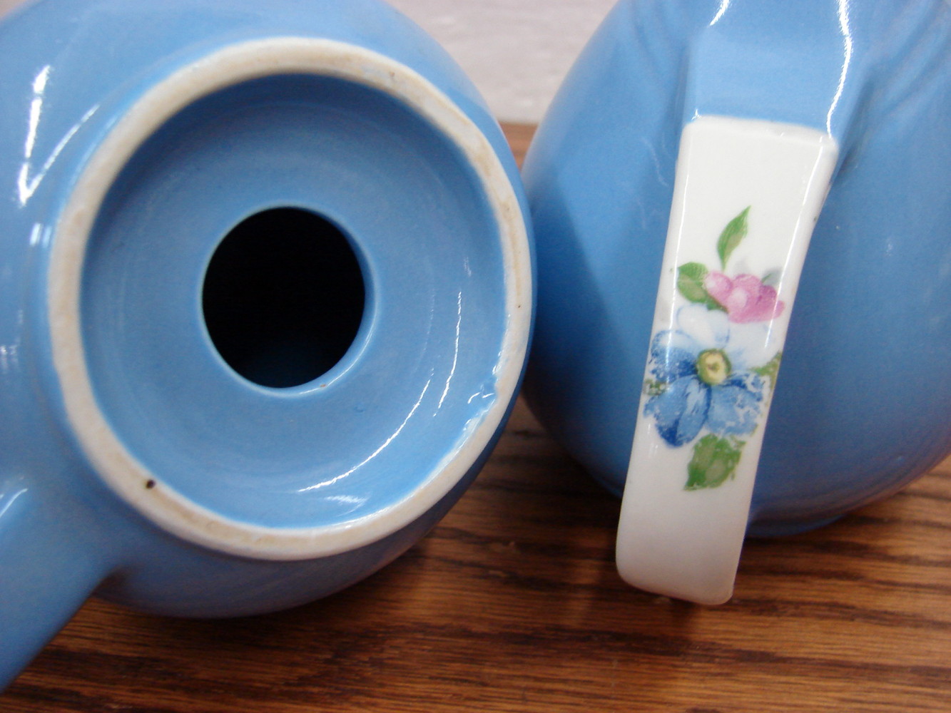 Vintage Hall's China Sani-Grid Rose Parade Blue Flower Salt Pepper Shakers - Image 3