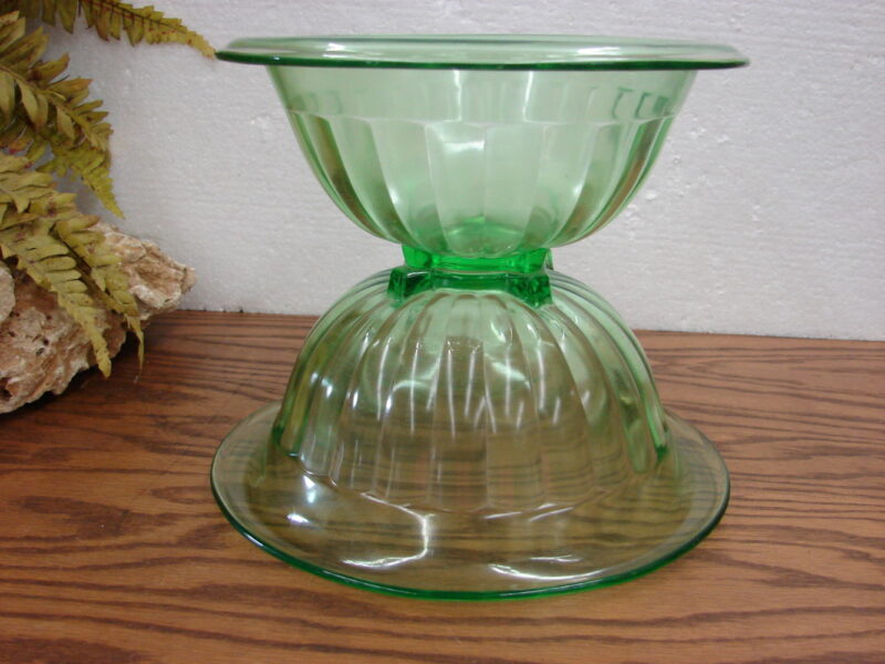 Vintage Federal Glass Hazel Atlas Green Tint Rolled Rim Square Bottom Mixing Bowl 8 3/4" - Image 2