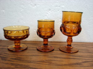 Choice of Vintage Indiana Glass Amber Kings Crown Thumbprint Glassware