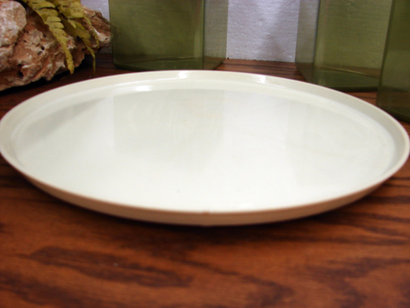 Vintage Pie Shaped Avocado Green Canister Set Plastic Lazy Susan Divided Set - Image 3