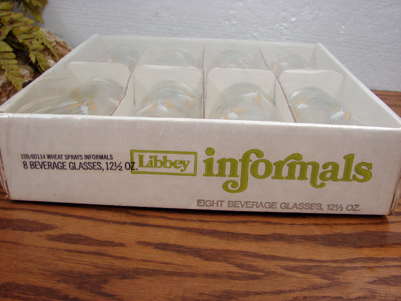 Set/8 Brand New Vintage Libbey Gold Trim Wheat Sprays Beverage Glasses in Box - Image 2