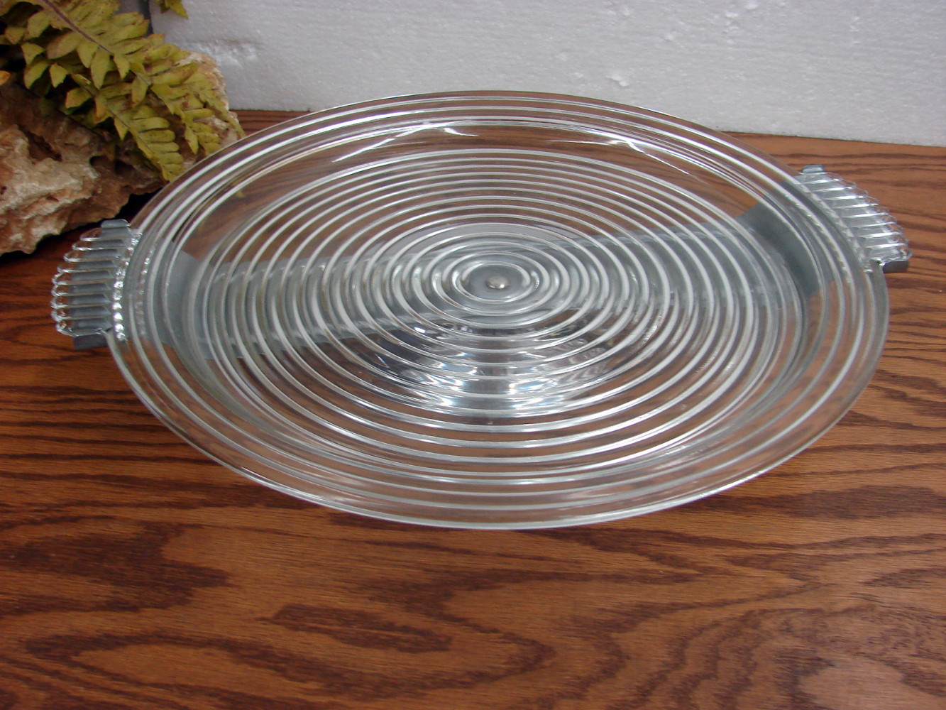 Vintage Clear Ribbed Anchor Hocking Lazy Susan Manhattan Serving Platter Tray 14" - Image 2