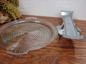 Vintage Clear Ribbed Anchor Hocking Lazy Susan Manhattan Serving Platter Tray 14"