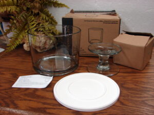 Brand New Pampered Chef Glass Trifle Layered Desert Bowl Pedestal Stand Lid #2832