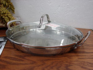 Brand New Princess House 13" Stainless Steel Induction Ready Sear Pan w/ Etched Glass Lid