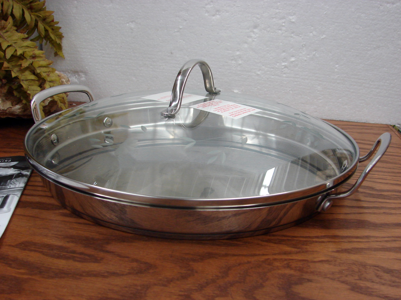 Brand New Princess House 13" Stainless Steel Induction Ready Sear Pan w/ Etched Glass Lid