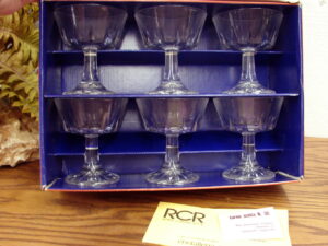 Like New Set/6 Royal Crystal Rock Italy Zeus Cut Champagne Sherbet RCR Box