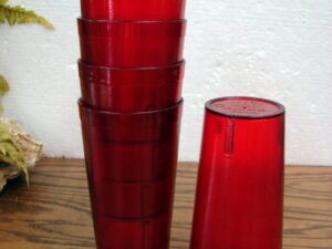 Set/6 Used Red Pebble Plastic 20 oz Restaurant Tumbler Glasses Winco