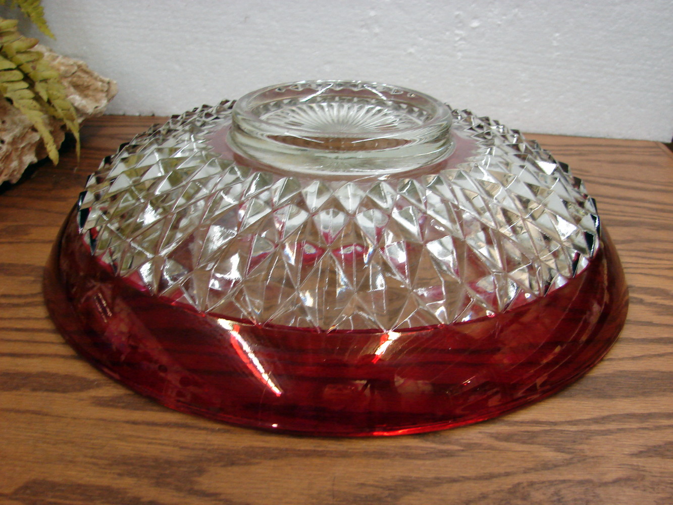 Vintage Indiana Glass Ruby Flash Diamond Point Centerpiece Salad Serving Bowl - Image 2